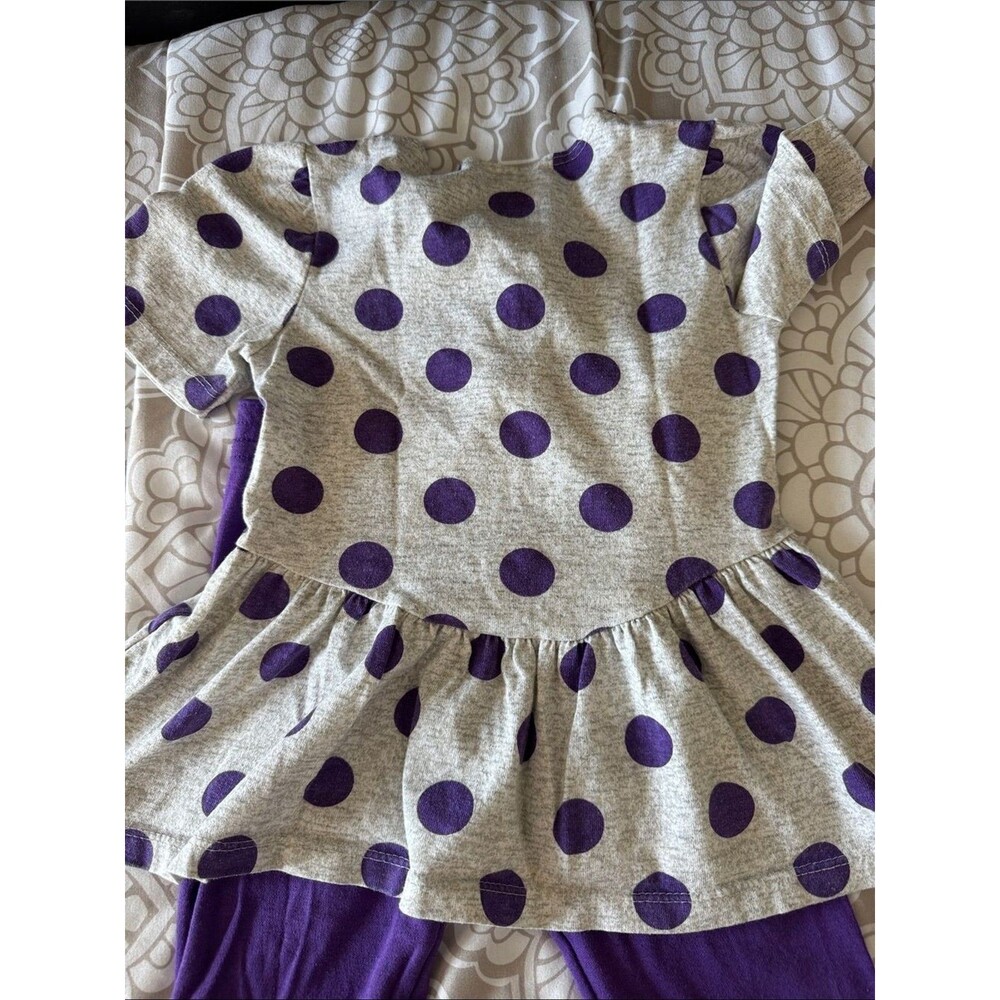 Girls Purple Polka Dot Tunic & Purple Legging Set - Picture 6 of 10